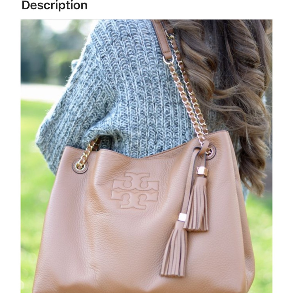 Tory Burch Camel Leather Shoulder Bag